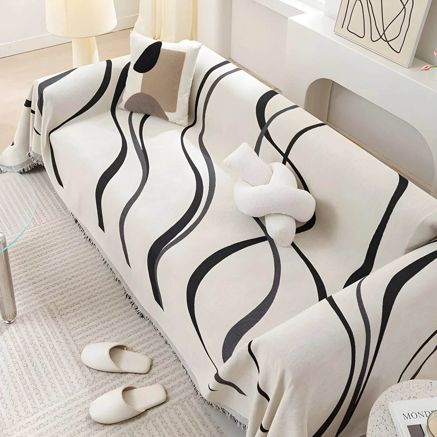 LuxeCasa Reversible Chenille & Cotton Sofa Cover