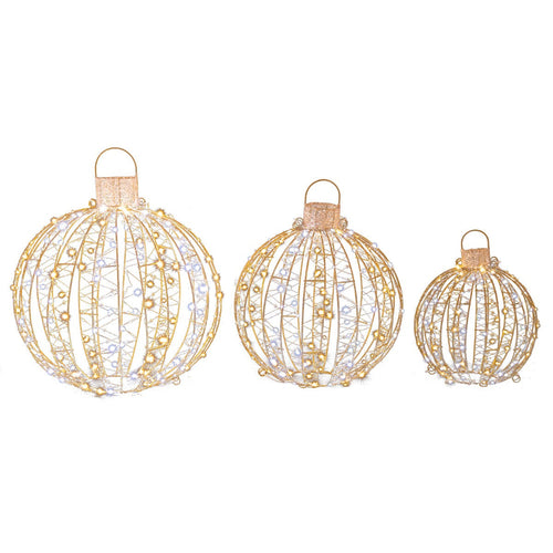 Star Pattern Illuminated Decorative Glow Balls in Gold