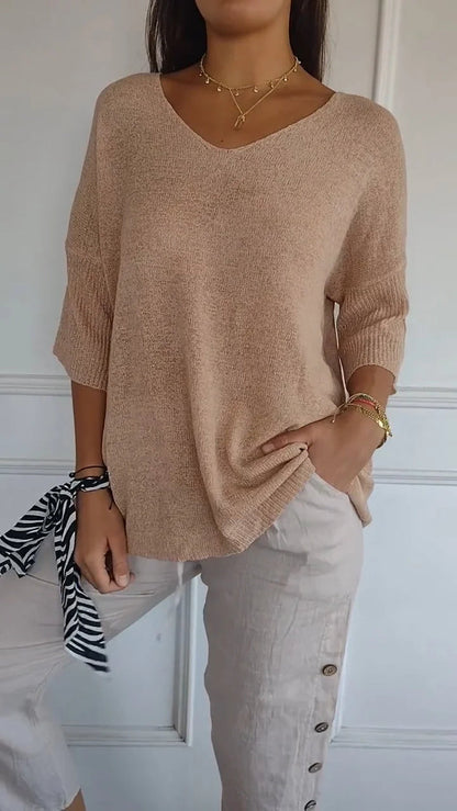 Chiara | Women's Cozy V-Neck Knit Sweater