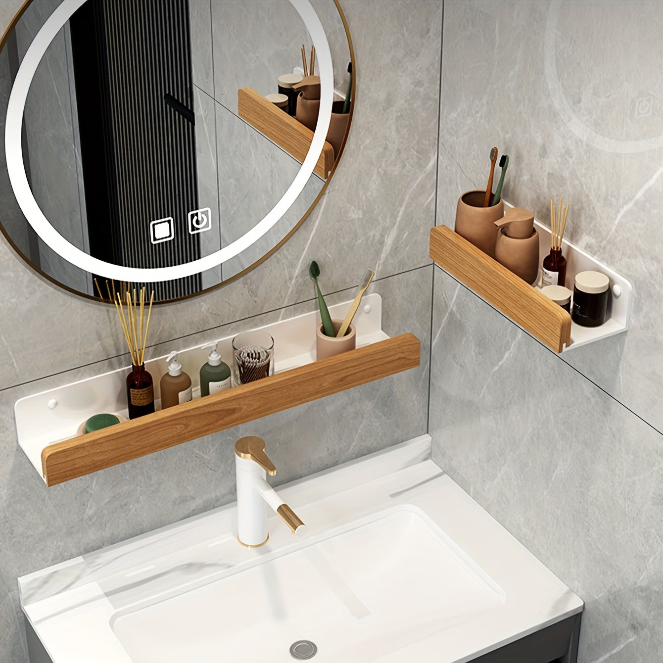 RustiRack | Wall-Mounted Bathroom Storage Rack - Drill-Free Shower Organizer