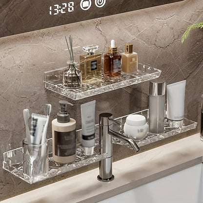 LuxeNook | Wall-Mounted Bathroom Sink Shelf with Hollow Drainage - Plastic Organizer for Bathroom Storage