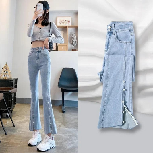 Delinda | Jeans with Pearl Pattern