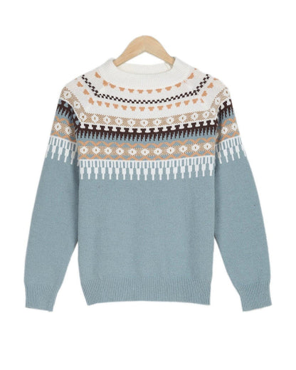 Deqalli | Comfortable Long Sleeve Knit Sweater