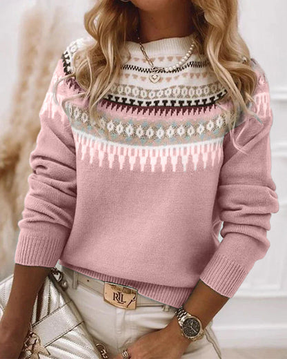 Deqalli | Comfortable Long Sleeve Knit Sweater