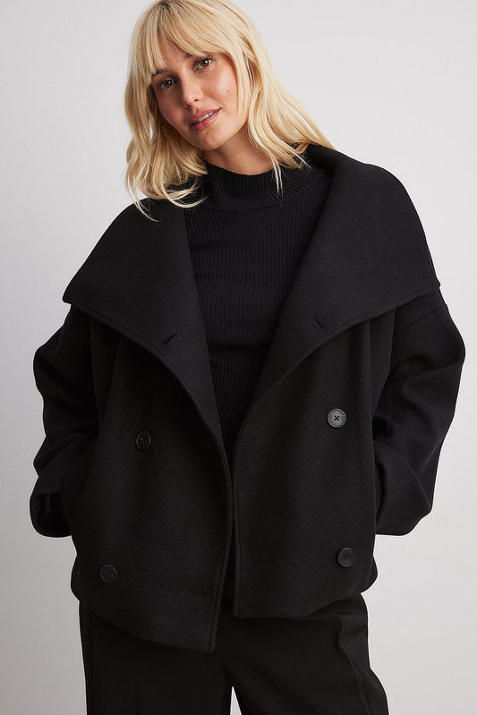Double-Breasted Peacoat in Wool Blend