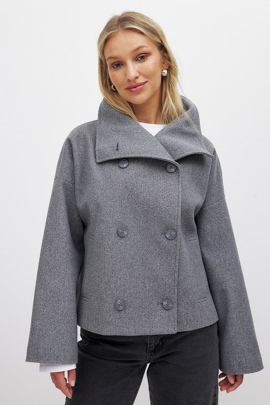 Double-Breasted Peacoat in Wool Blend