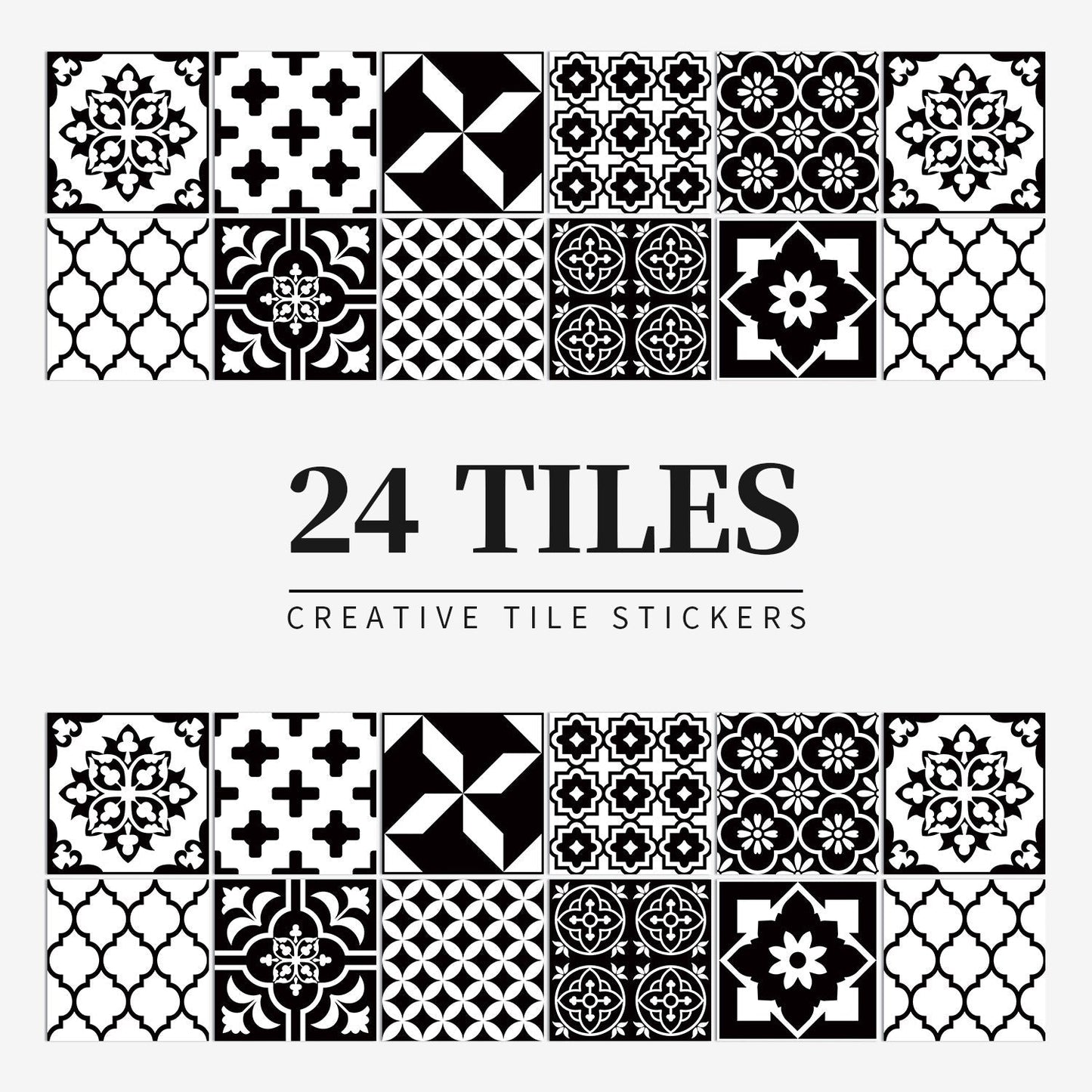 MandalaPatch | Set of 24 European-Style Peel & Stick Mandala Tile Stickers - Waterproof Vinyl for Walls & Floors