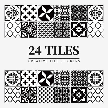 MandalaPatch | Set of 24 European-Style Peel & Stick Mandala Tile Stickers - Waterproof Vinyl for Walls & Floors