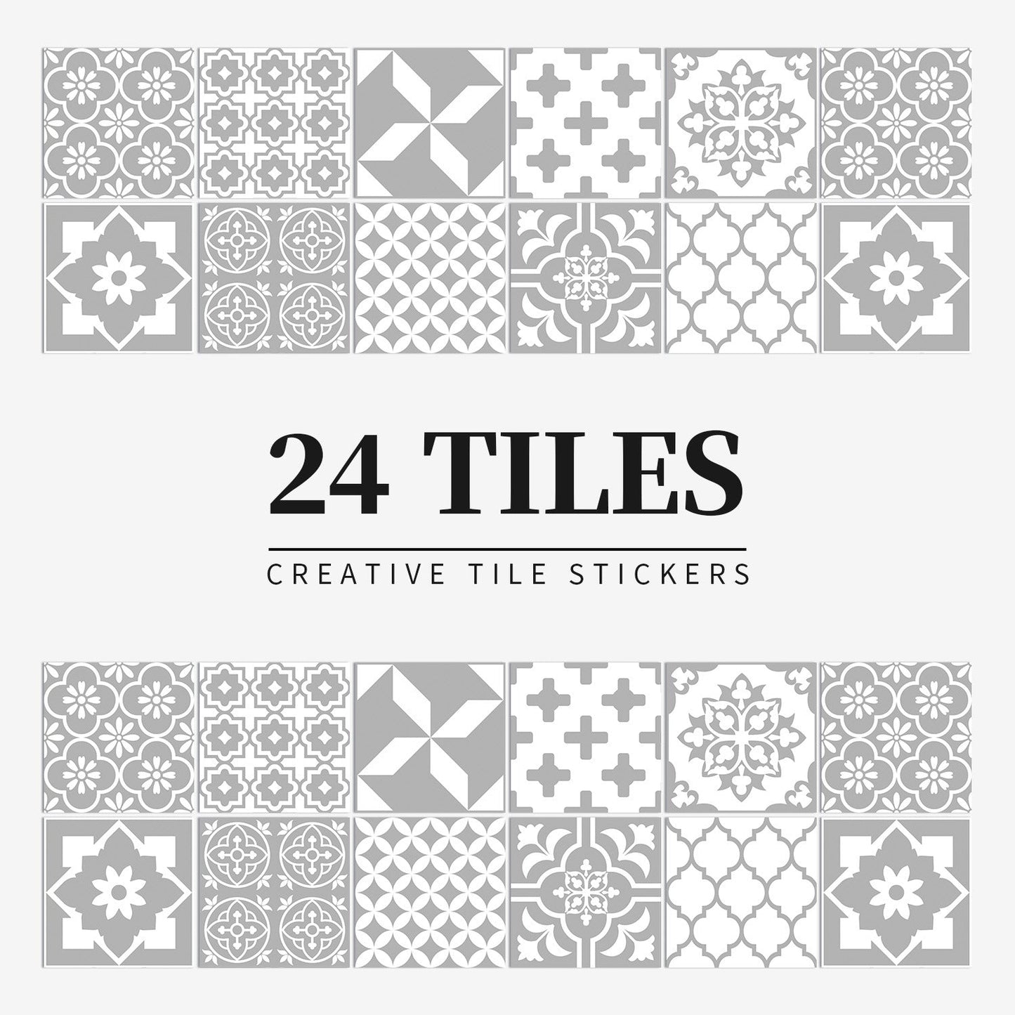MandalaPatch | Set of 24 European-Style Peel & Stick Mandala Tile Stickers - Waterproof Vinyl for Walls & Floors