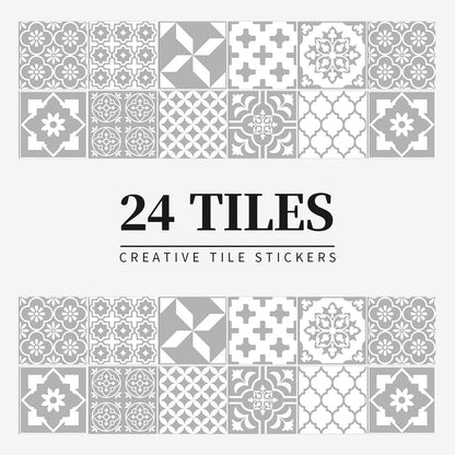 MandalaPatch | Set of 24 European-Style Peel & Stick Mandala Tile Stickers - Waterproof Vinyl for Walls & Floors