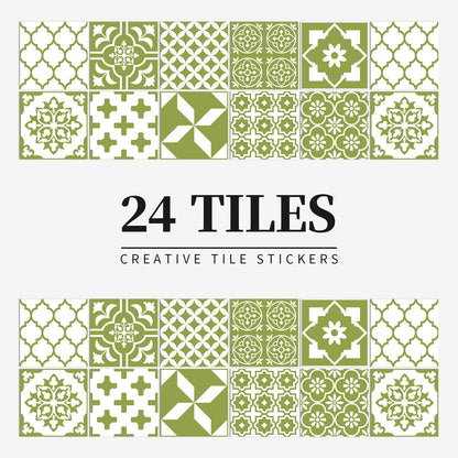 MandalaPatch | Set of 24 European-Style Peel & Stick Mandala Tile Stickers - Waterproof Vinyl for Walls & Floors