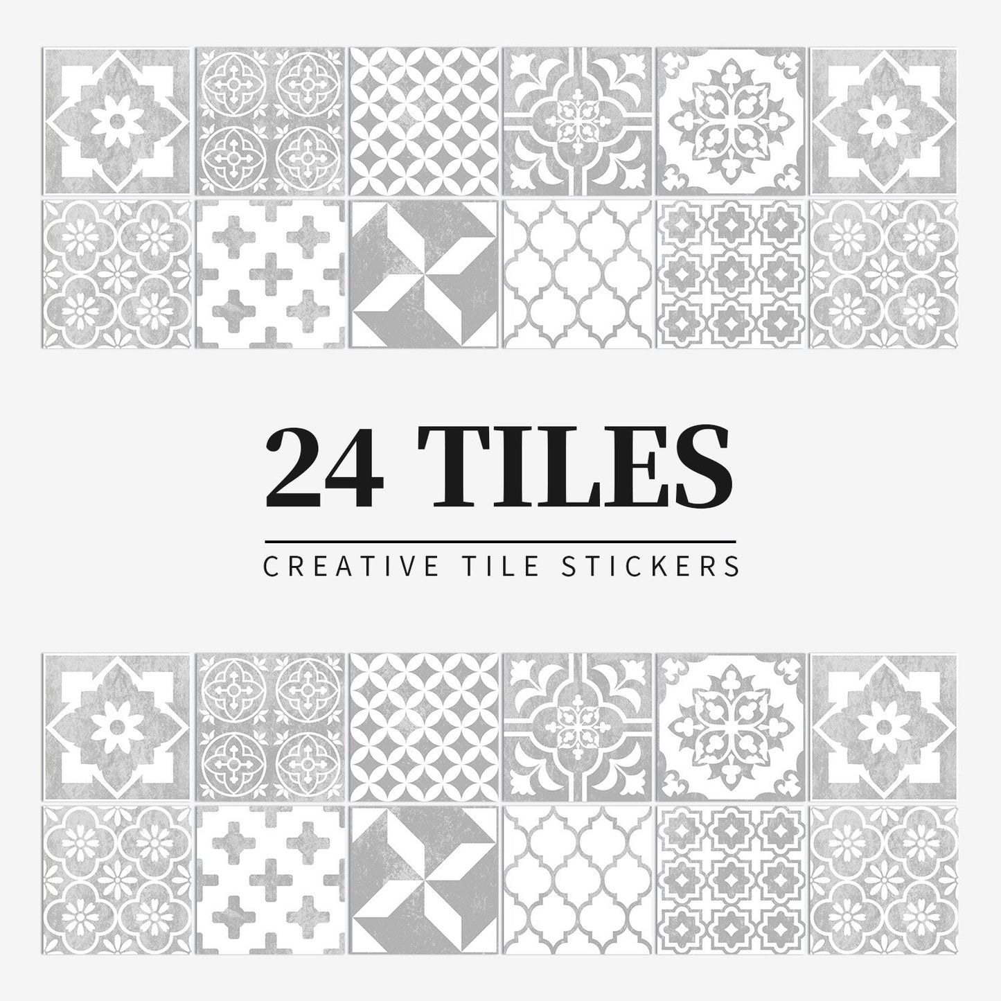 MandalaPatch | Set of 24 European-Style Peel & Stick Mandala Tile Stickers - Waterproof Vinyl for Walls & Floors