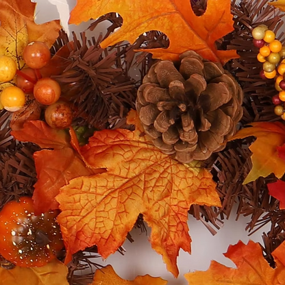 180 cm Autumn Garland Featuring Maple Leaves, Pine Cones, Pumpkins, and Berries