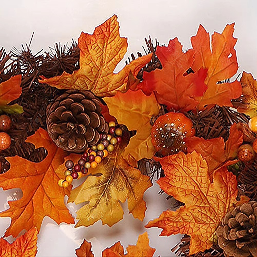 180 cm Autumn Garland Featuring Maple Leaves, Pine Cones, Pumpkins, and Berries