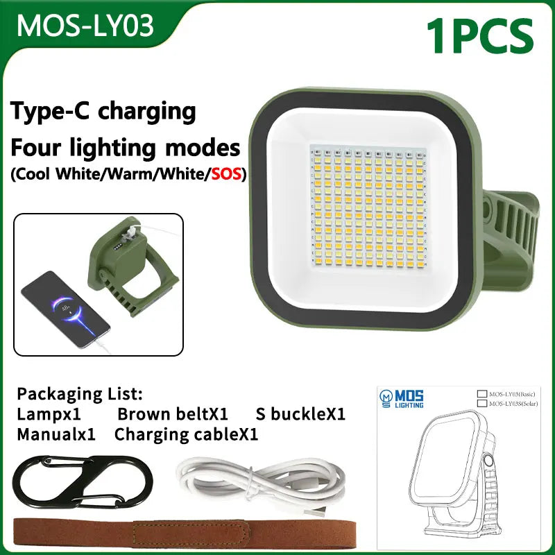 80W Magnetic Solar LED Camping Lamp with Zoom Feature
