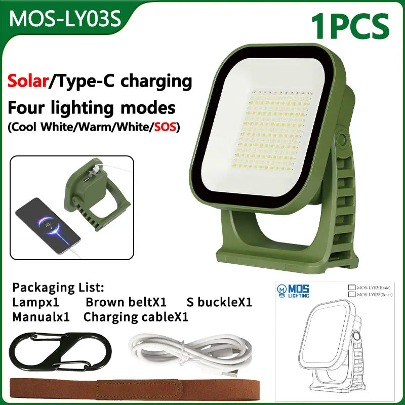 80W Magnetic Solar LED Camping Lamp with Zoom Feature