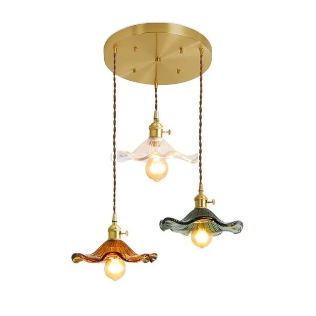 Nordic LED Pendant Light | Vibrant Glass and Copper Fixture for Bedroom, Living Room, and Bar