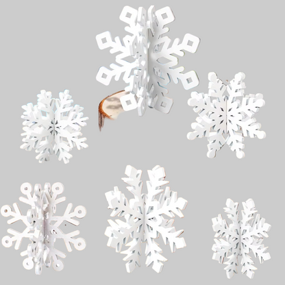 White Wooden Snowflake Table Decor - Set of 6