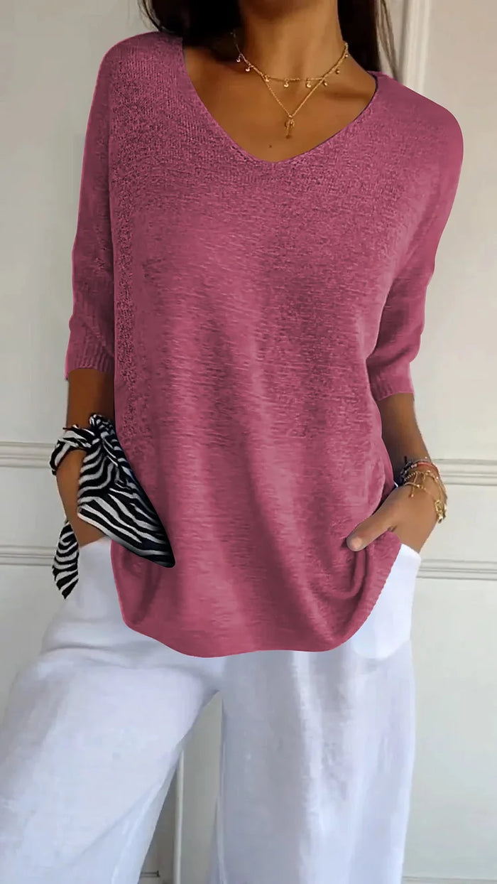 Chiara | Women's Cozy V-Neck Knit Sweater