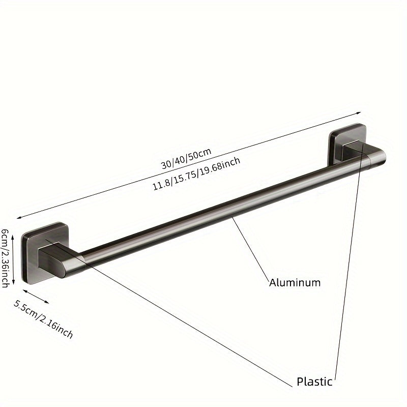 GripBar | Wall-Mounted Towel Rack - No-Drill Aluminium and Plastic Design for Easy Installation