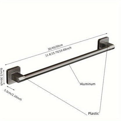 GripBar | Wall-Mounted Towel Rack - No-Drill Aluminium and Plastic Design for Easy Installation