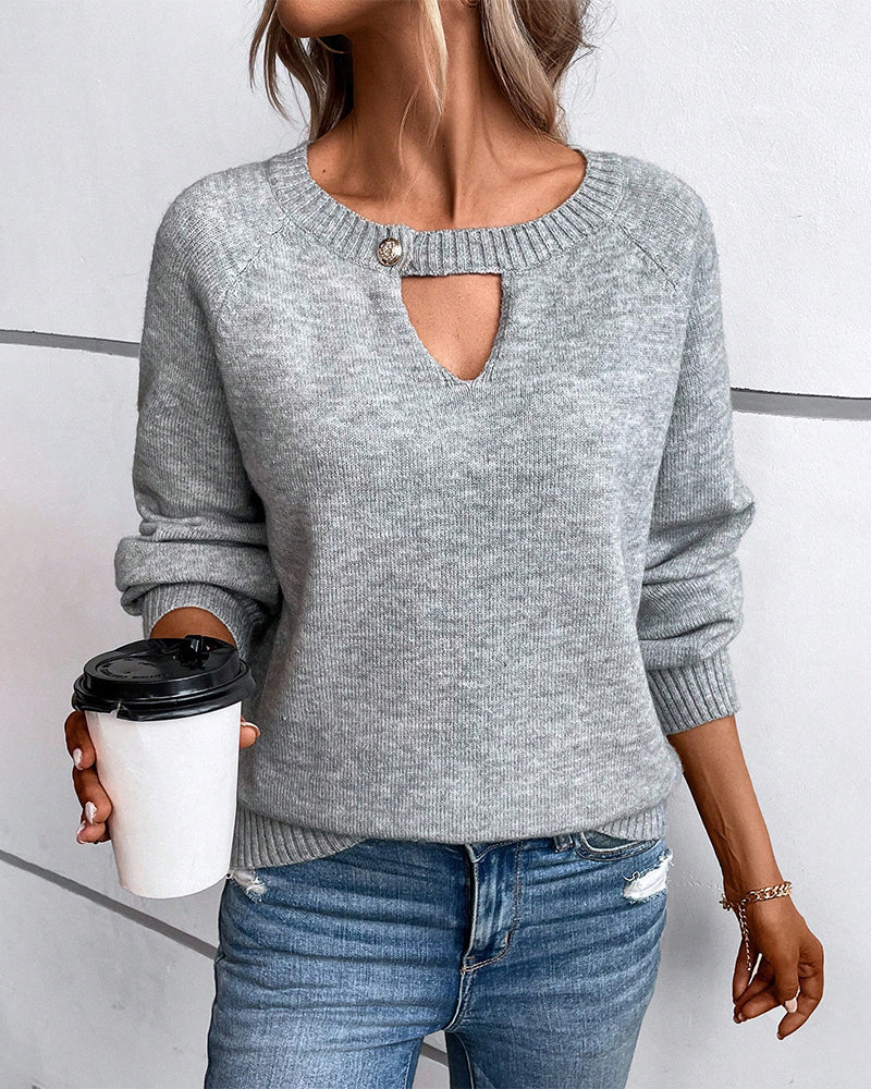 Plain Long Sleeve Knit Sweater