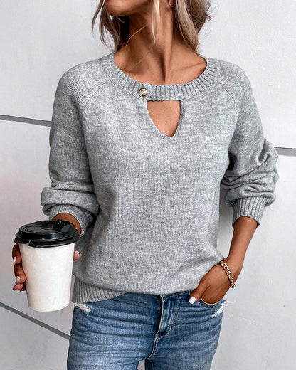 Plain Long Sleeve Knit Sweater