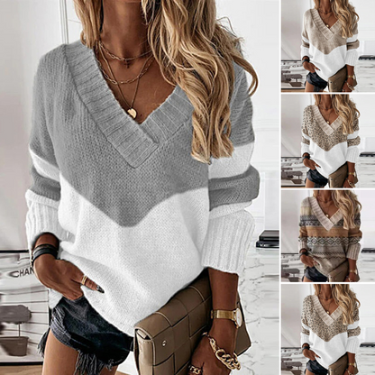 Stylish V-Pattern Sweater