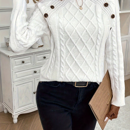 Evy | Timeless Cable Knit Sweater with Classic Round Neck
