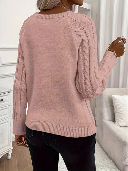 Evy | Timeless Cable Knit Sweater with Classic Round Neck