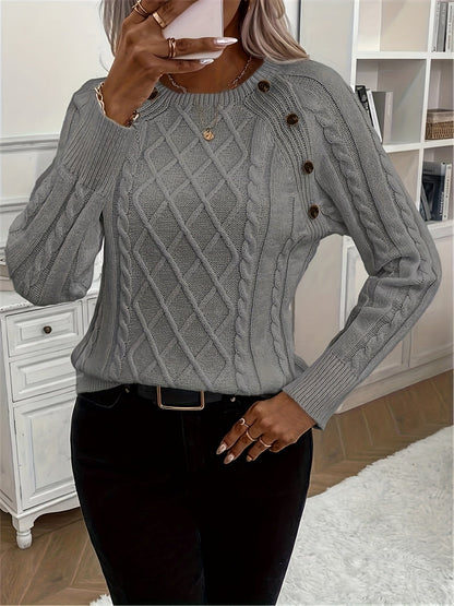 Evy | Timeless Cable Knit Sweater with Classic Round Neck