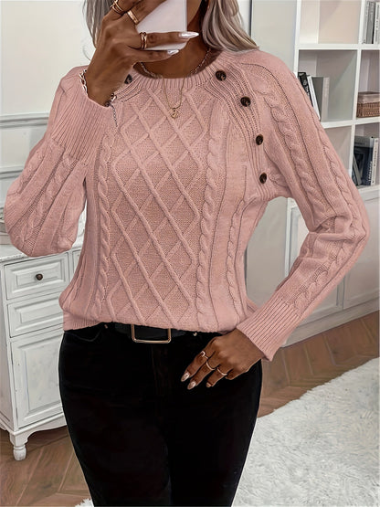 Evy | Timeless Cable Knit Sweater with Classic Round Neck