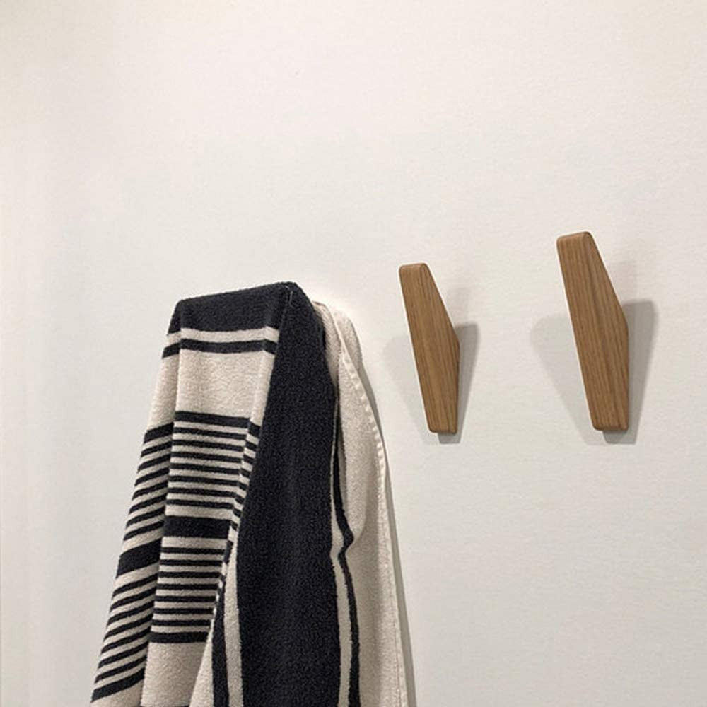 ElmHooks | Set of 6 Scandinavian-Style Wooden Wall Hooks - Minimalist Coat and Towel Hangers