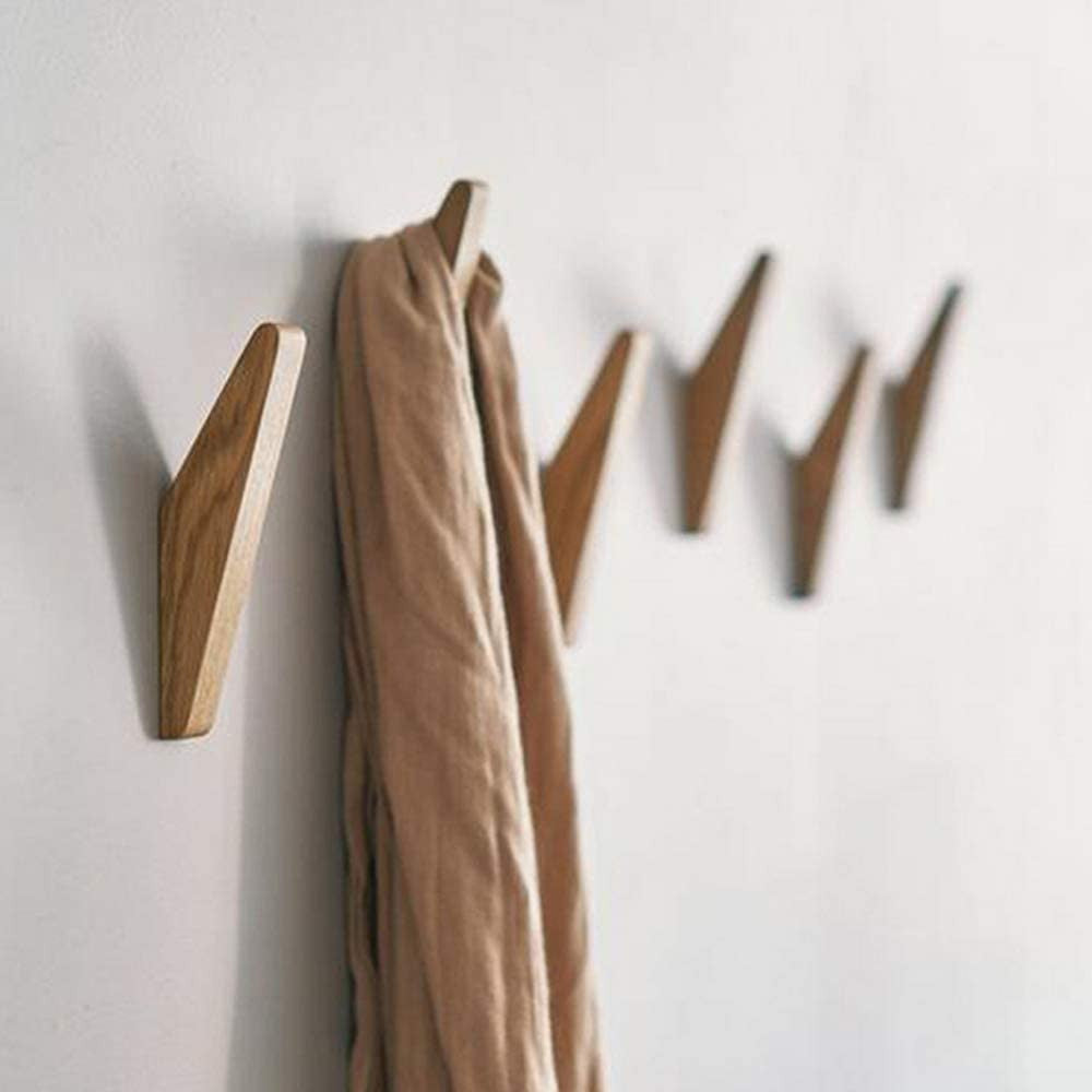 ElmHooks | Set of 6 Scandinavian-Style Wooden Wall Hooks - Minimalist Coat and Towel Hangers