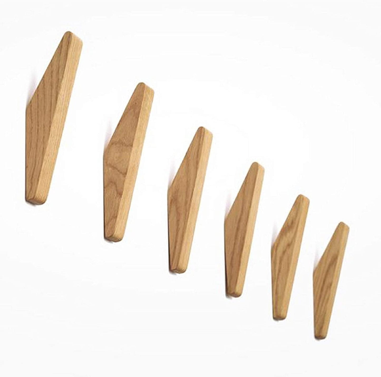 ElmHooks | Set of 6 Scandinavian-Style Wooden Wall Hooks - Minimalist Coat and Towel Hangers