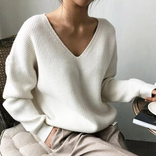 Comfortable V-Neck Knitted Sweater