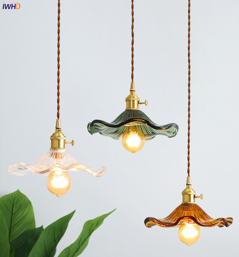 Nordic LED Pendant Light | Vibrant Glass and Copper Fixture for Bedroom, Living Room, and Bar