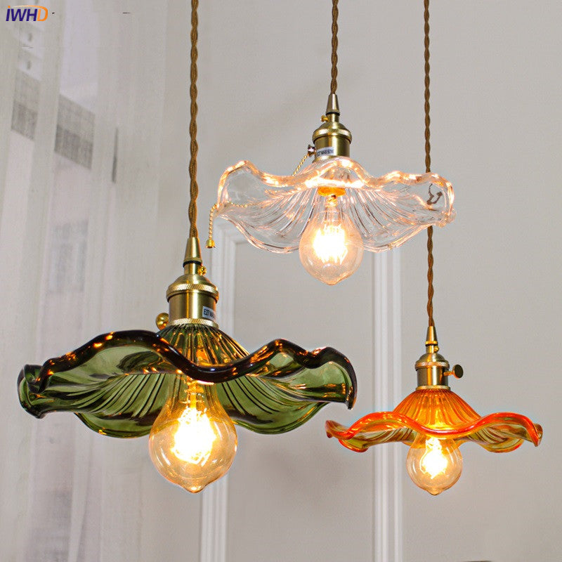 Nordic LED Pendant Light | Vibrant Glass and Copper Fixture for Bedroom, Living Room, and Bar