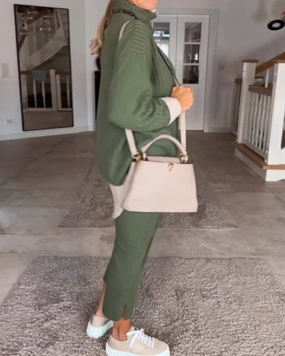 Emerald Green Turtleneck Knit Sweater