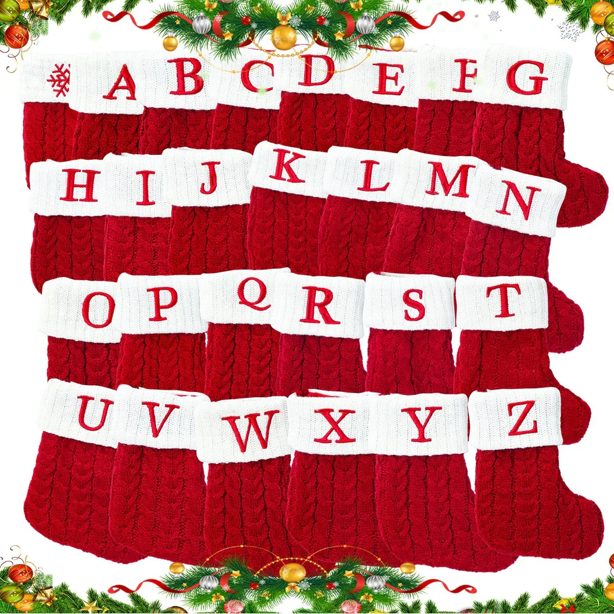 Personalized Christmas Patterned Socks with Embroidered Name