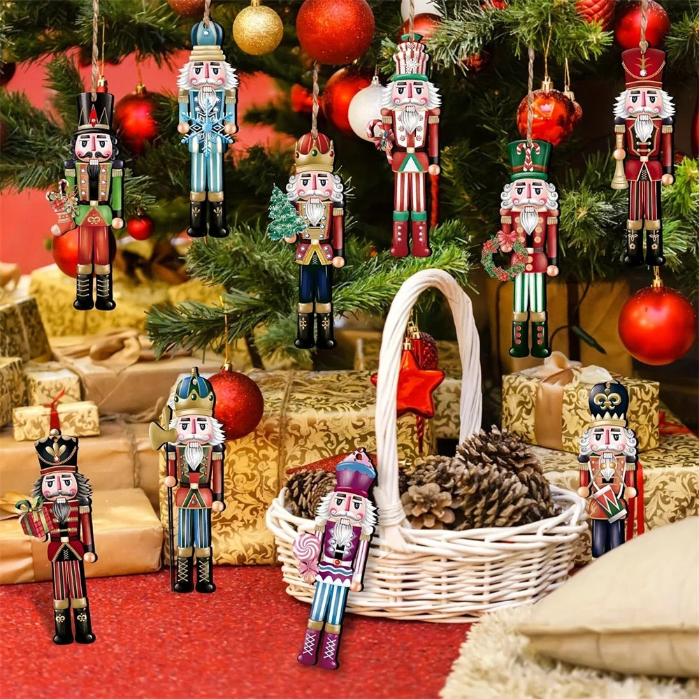 12-Piece Wooden Nutcracker Ornament Set for Your Christmas Tree