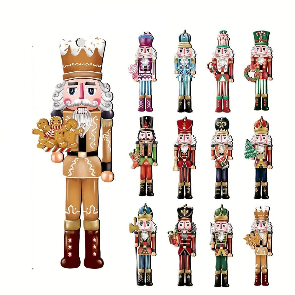 12-Piece Wooden Nutcracker Ornament Set for Your Christmas Tree