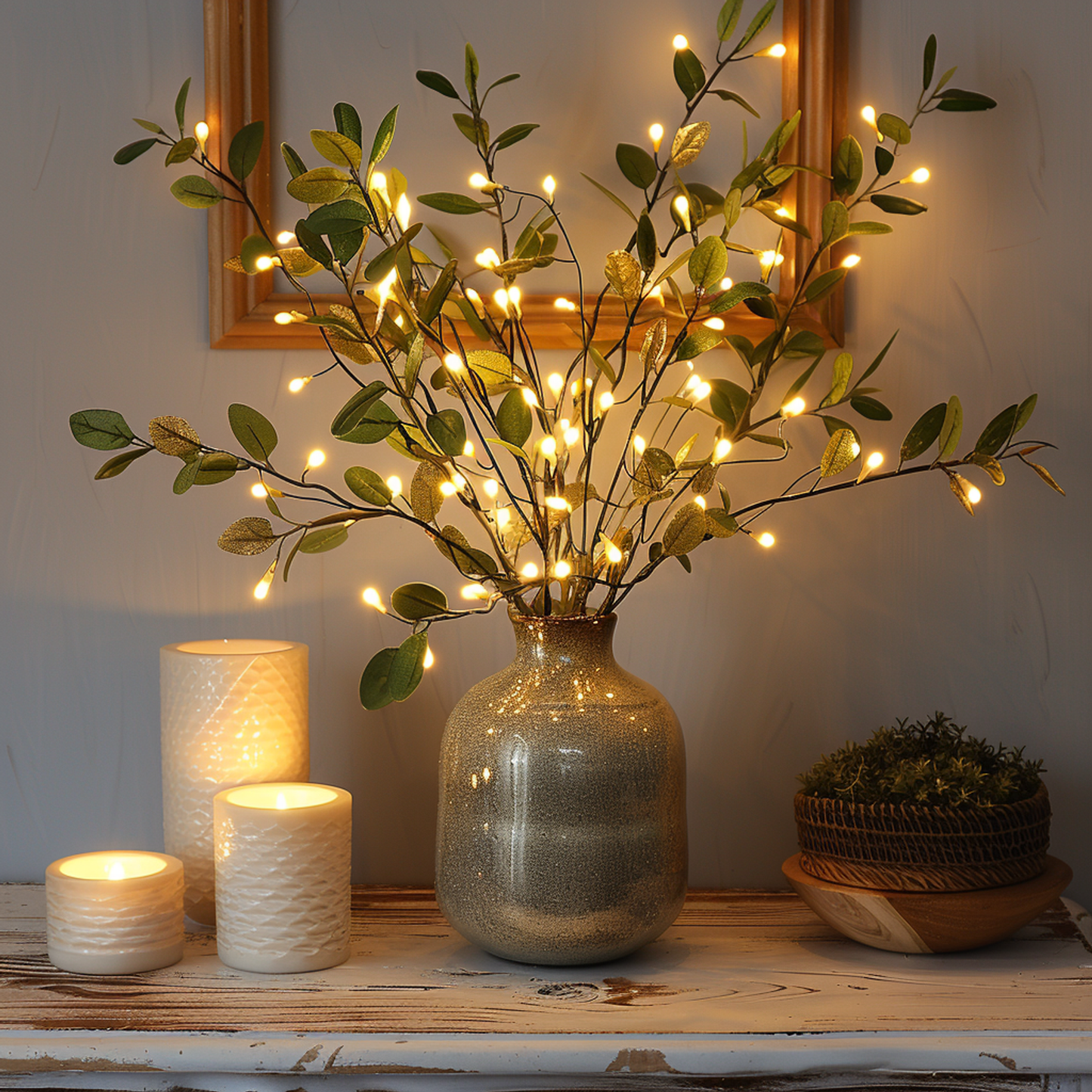 Fairy Light-Embellished Olive Branch