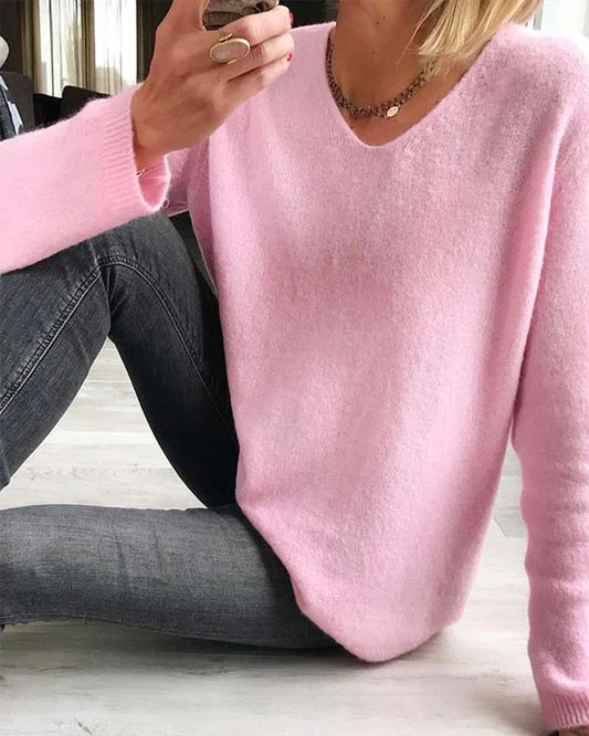 Women's Lightweight Long Sleeve V-Neck Sweater