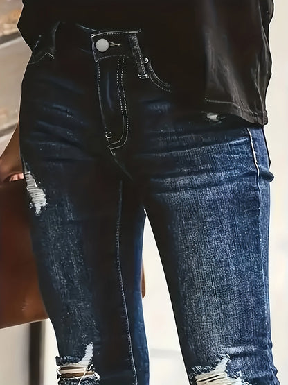 Jasmijn | Vintage-Inspired Distressed Blue Skinny Jeans