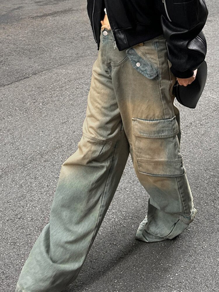 Jeanne | Women's Vintage-Inspired Distressed Cargo Jeans