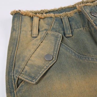 Jeanne | Women's Vintage-Inspired Distressed Cargo Jeans