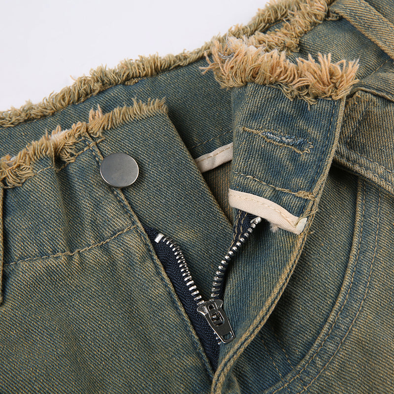 Jeanne | Women's Vintage-Inspired Distressed Cargo Jeans