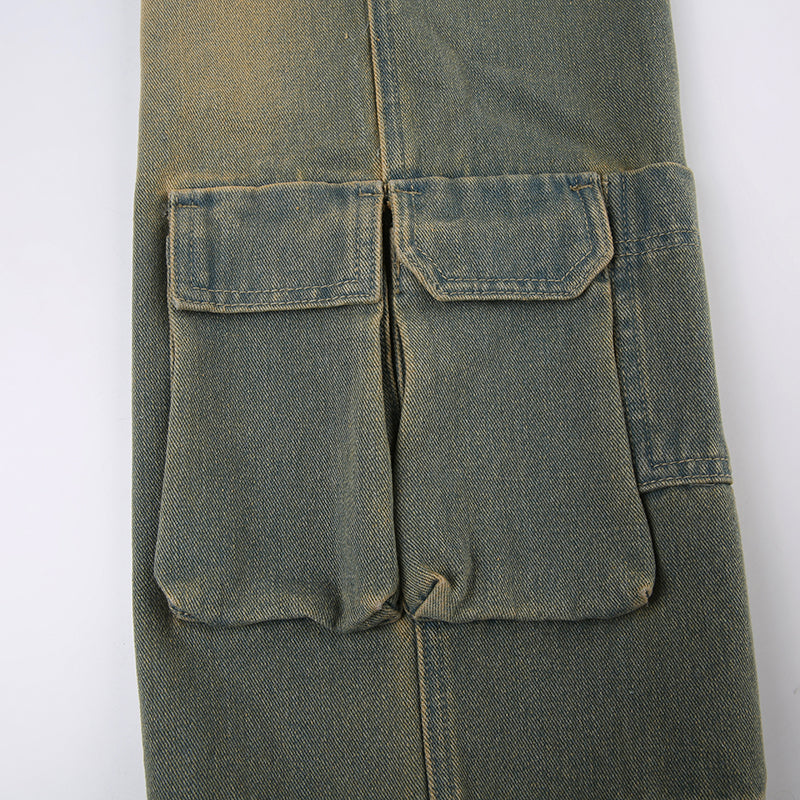 Jeanne | Women's Vintage-Inspired Distressed Cargo Jeans