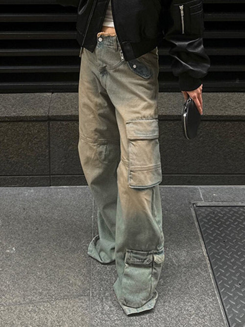 Jeanne | Women's Vintage-Inspired Distressed Cargo Jeans